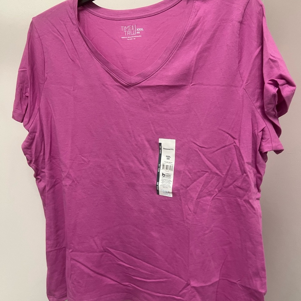 Time and Tru Pink Relaxed Short Sleeve T-Shirt